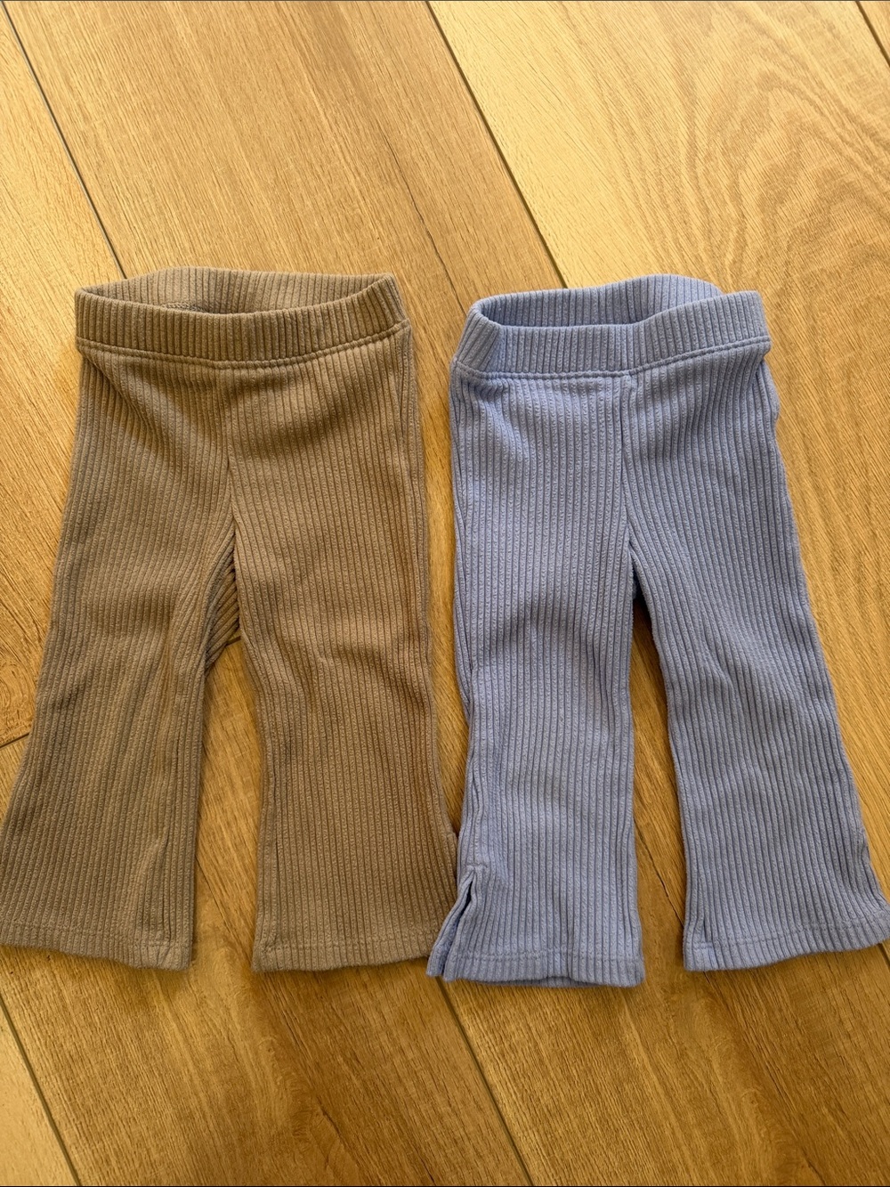 Cat & Jack Ribbed flares/bell bottoms in Brown and Light Blue